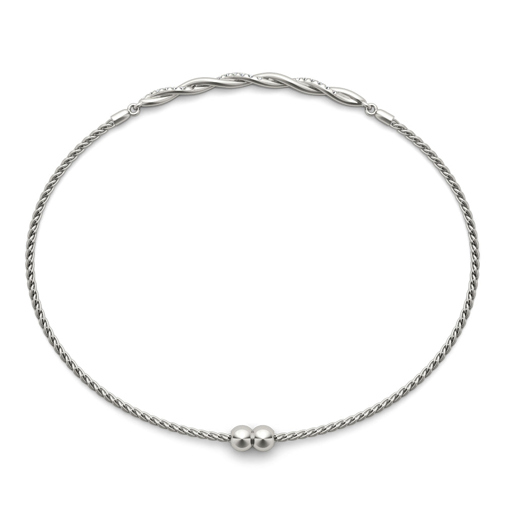 14K White Gold Diamond Gold Twist Bracelet With 0.05 TCW Diamond (SI2, H-I)