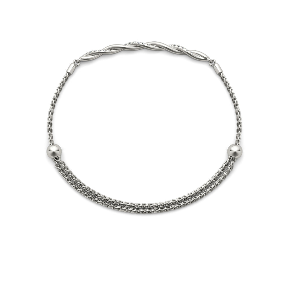 14K White Gold Diamond Gold Twist Bracelet With 0.05 TCW Diamond (SI2, H-I)
