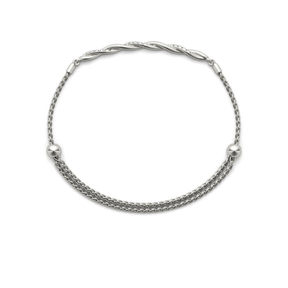 14K White Gold Diamond Gold Twist Bracelet With 0.05 TCW Diamond (SI2, H-I)