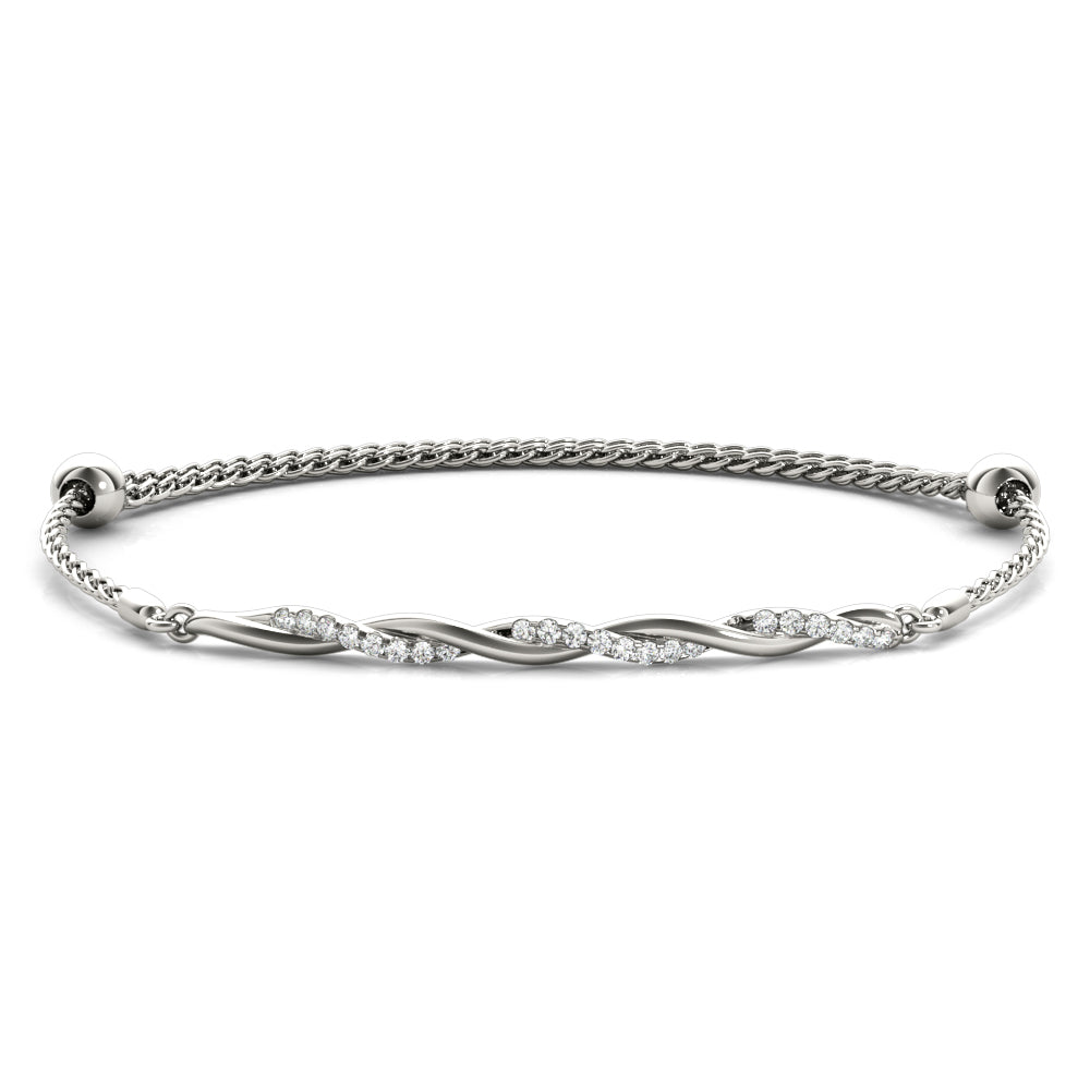 14K White Gold Diamond Gold Twist Bracelet With 0.05 TCW Diamond (SI2, H-I)