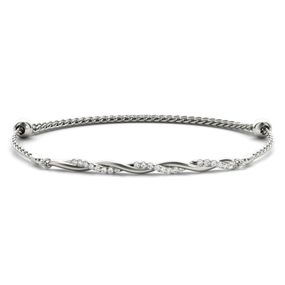 14K White Gold Diamond Gold Twist Bracelet With 0.05 TCW Diamond (SI2, H-I)