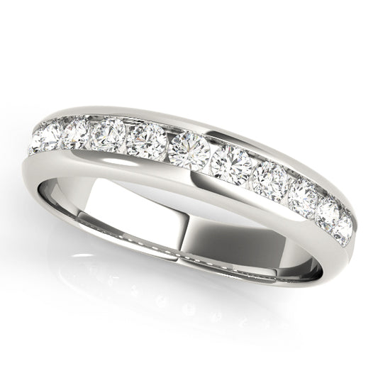 14K White Gold Wedding Bands Channel Set With 0.27 TCW Diamond (SI1-SI2, G-H)