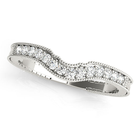 14K White Gold Wedding Bands Curved Bands With 0.14 TCW Diamond (SI1-SI2, G-H)