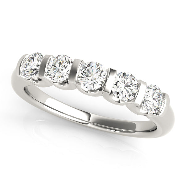 14K White Gold Wedding Bands Bar Set With 0.75 TCW Diamond (I1, H-I)
