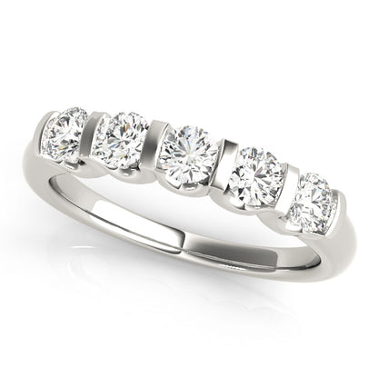 14K White Gold Wedding Bands Bar Set With 0.75 TCW Diamond (I1, H-I)