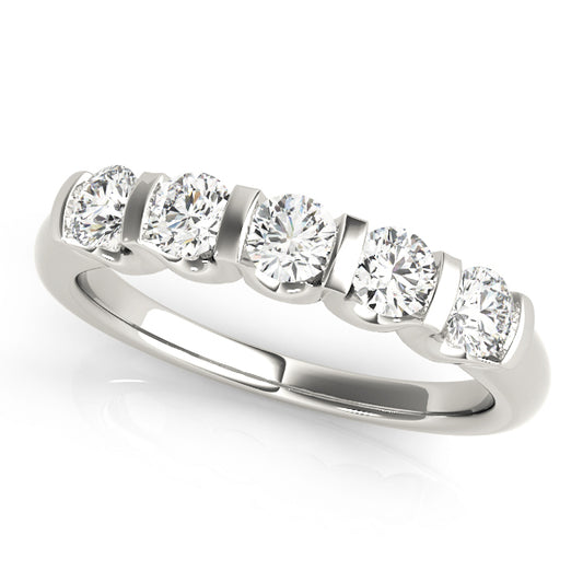 14K White Gold Wedding Bands Bar Set With 0.75 TCW Diamond (I1, H-I)