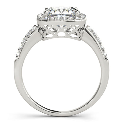 14K White Gold Engagement Rings Halo Square & Cushion With 0.22 TCW Diamond (SI2, H-I)