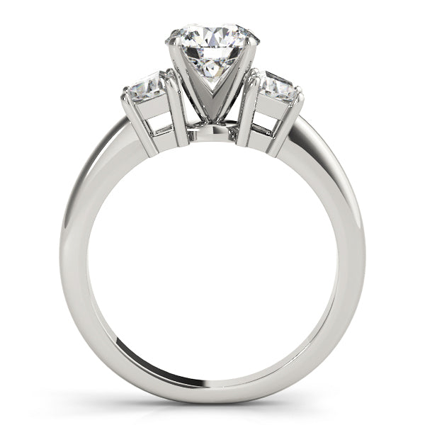 14K White Gold Engagement Rings 3 Stone Traps & Halfmoons With 0.70 TCW Diamond (SI1-SI2, G-H)