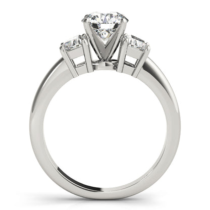 14K White Gold Engagement Rings 3 Stone Traps & Halfmoons With 0.70 TCW Diamond (SI1-SI2, G-H)