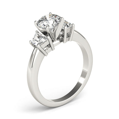 14K White Gold Engagement Rings 3 Stone Traps & Halfmoons With 0.70 TCW Diamond (SI1-SI2, G-H)