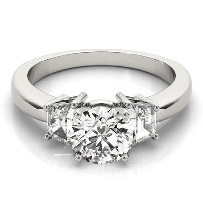 14K White Gold Engagement Rings 3 Stone Traps & Halfmoons With 0.70 TCW Diamond (SI1-SI2, G-H)