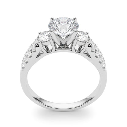 14K White Gold Engagement Rings 3 Stone Round With 0.50 TCW Diamond (SI1-SI2, G-H)