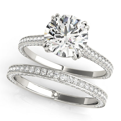 White Gold Engagement Rings Single Row Prong Set With 0.87 TCW Diamond (SI1-SI2, G-H)