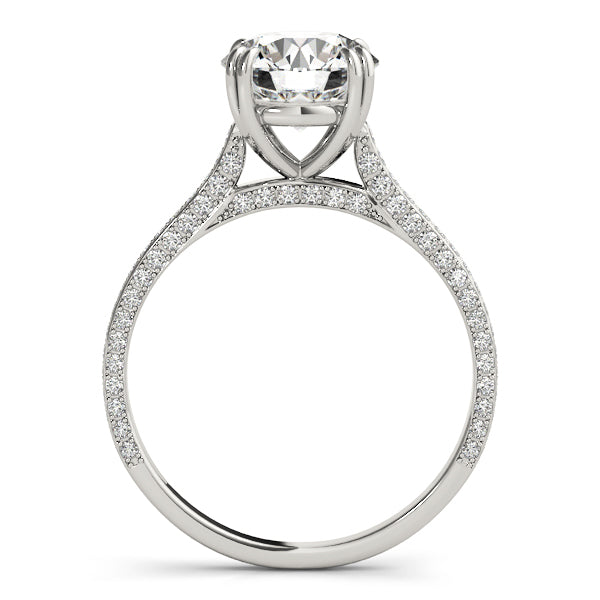 White Gold Engagement Rings Single Row Prong Set With 0.87 TCW Diamond (SI1-SI2, G-H)