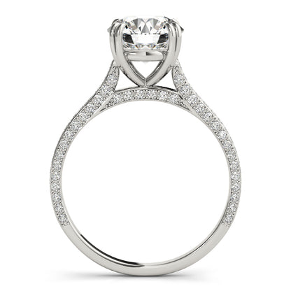 White Gold Engagement Rings Single Row Prong Set With 0.87 TCW Diamond (SI1-SI2, G-H)