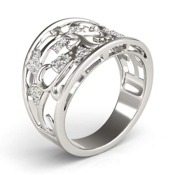 14K White Gold Diamond Fashion Fashion Rings With 0.15 TCW Diamond (SI1-SI2, G-H)