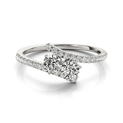 14K White Gold Two Stone Ring With 0.76 TCW Diamond (SI2, H-I)