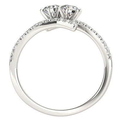 14K White Gold Two Stone Ring With 1 TCW Diamond (I2, H-I)