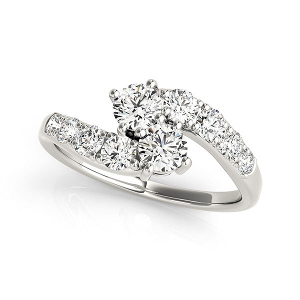14K White Gold Two Stone Ring With 0.32 TCW Diamond (SI1-SI2, G-H)