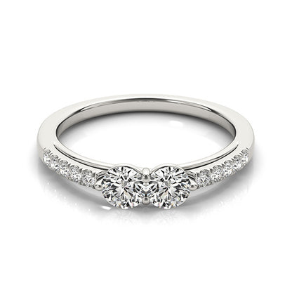14K White Gold Two Stone Ring With 0.65 TCW Diamond (SI1-SI2, G-H)