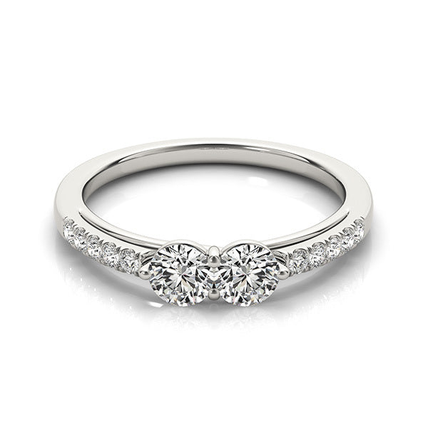 14K White Gold Two Stone Ring With 0.39 TCW Diamond (SI1-SI2, G-H)