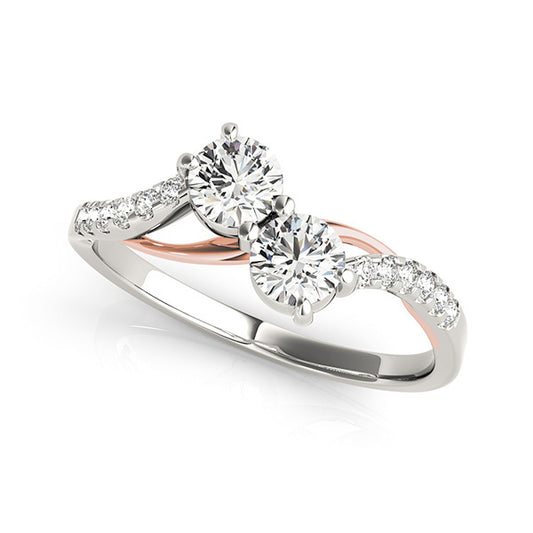 14K White Gold Two Stone Ring With 0.62 TCW Diamond (SI2, H-I)