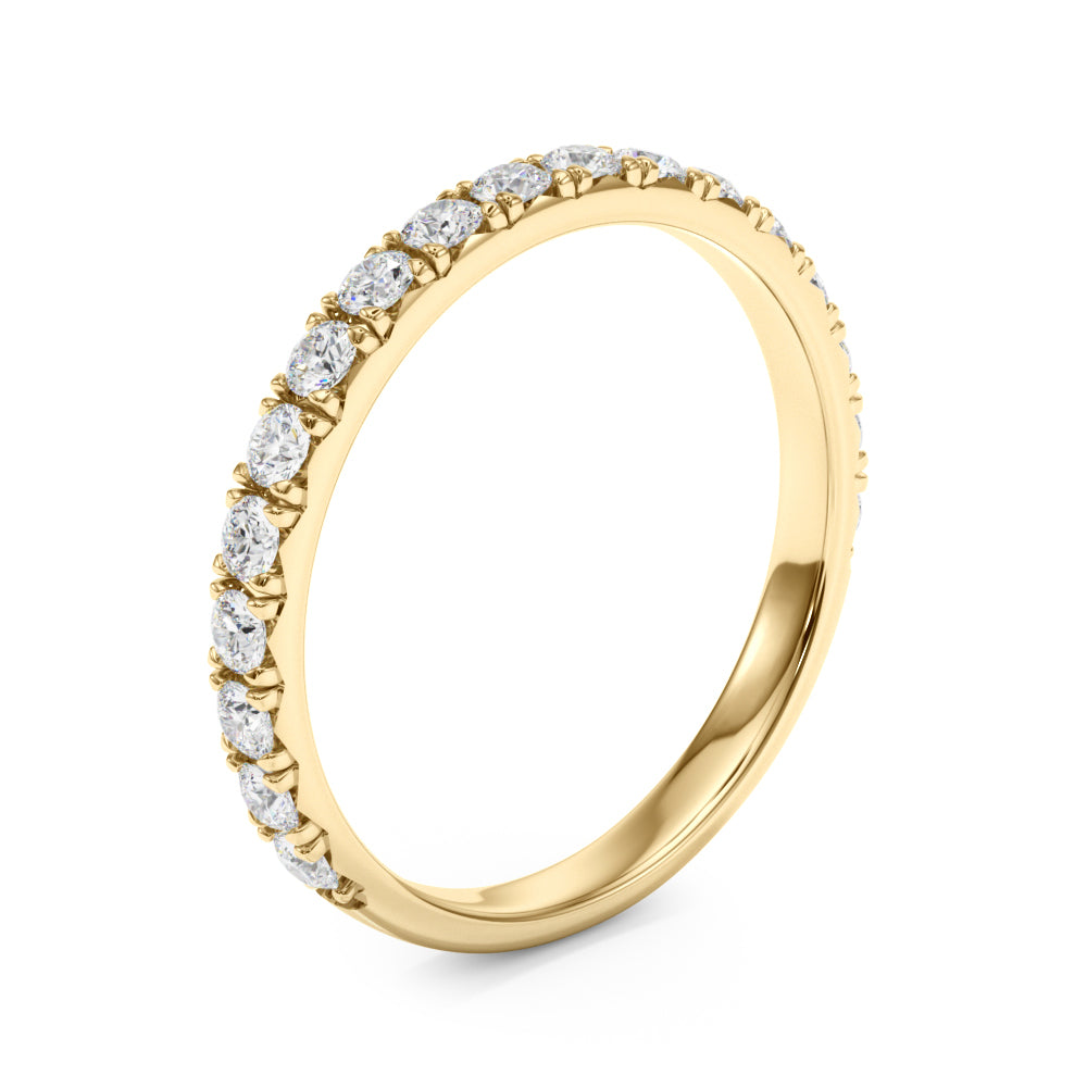 14K Yellow Gold Straight Wedding Band With 0.38 TCW Diamond (SI1-SI2, G-H)