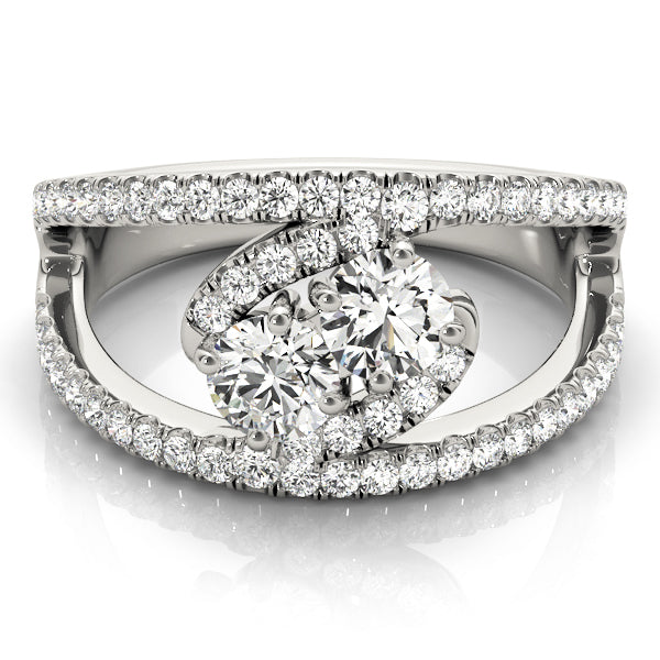 14K White Gold Two Stone Ring With 0.48 TCW Diamond (I1, H-I)