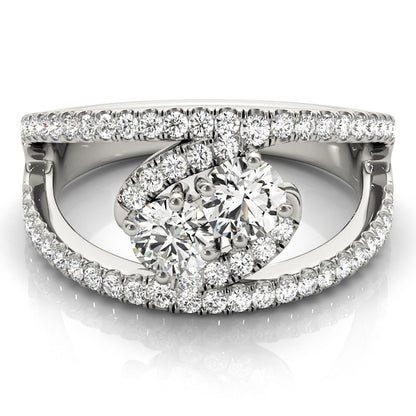 14K White Gold Two Stone Ring With 0.48 TCW Diamond (I1, H-I)