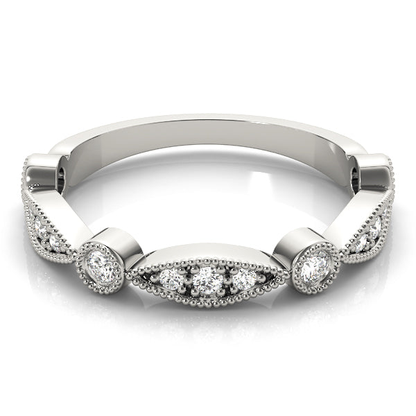 14K White Gold Stackable Ring With 0.15 TCW Diamond (SI1-SI2, G-H)