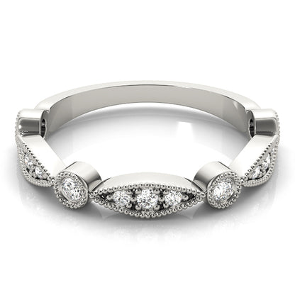 14K White Gold Stackable Ring With 0.15 TCW Diamond (SI1-SI2, G-H)