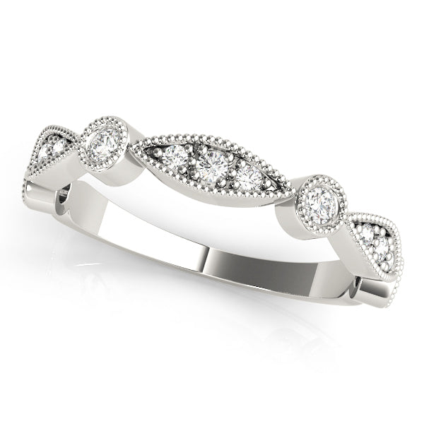 14K White Gold Stackable Ring With 0.15 TCW Diamond (SI1-SI2, G-H)