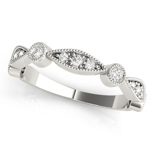 14K White Gold Stackable Ring With 0.15 TCW Diamond (SI1-SI2, G-H)