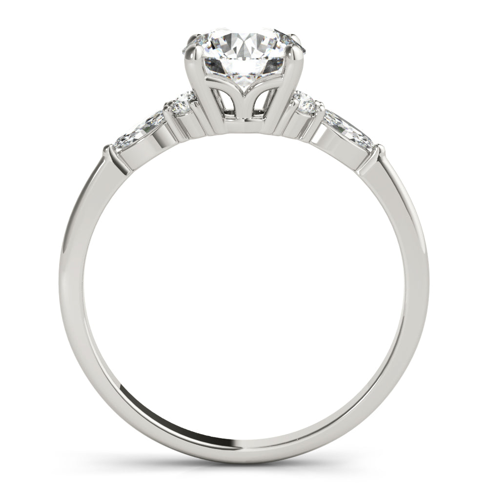 14K White Gold 3 Stone Ring With Marquise Side Stones With 1.21 TCW Diamond (SI1-SI2, G-H)