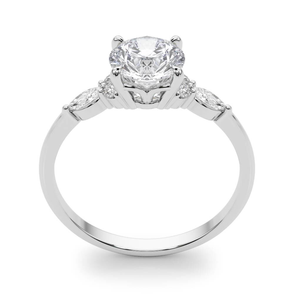 14K White Gold 3 Stone Ring With Marquise Side Stones With 1.21 TCW Diamond (SI1-SI2, G-H)