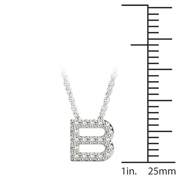 14K White Gold 1/10 Cttw B Initial With 0.09 TCW Diamond (I3 H-J)