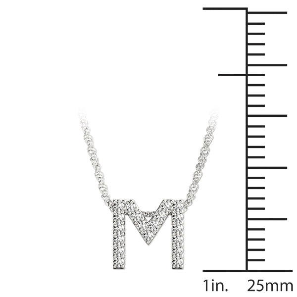 14K White Gold 1/10 Cttw M Initial With 0.09 TCW Diamond (I3 H-J)