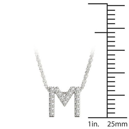 14K White Gold 1/10 Cttw M Initial With 0.09 TCW Diamond (I3 H-J)