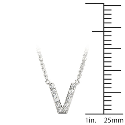 14K White Gold 1/20 Cttw V Initial With 0.06 TCW Diamond (I3 H-J)