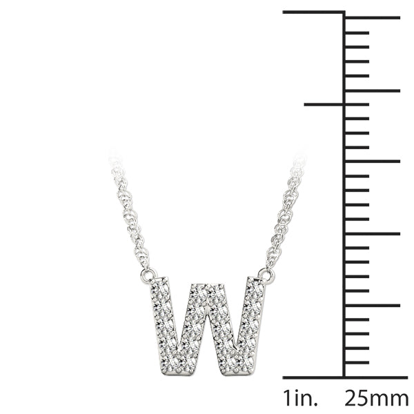 14K White Gold 1/10 Cttw W Initial With 0.10 TCW Diamond (I3 H-J)