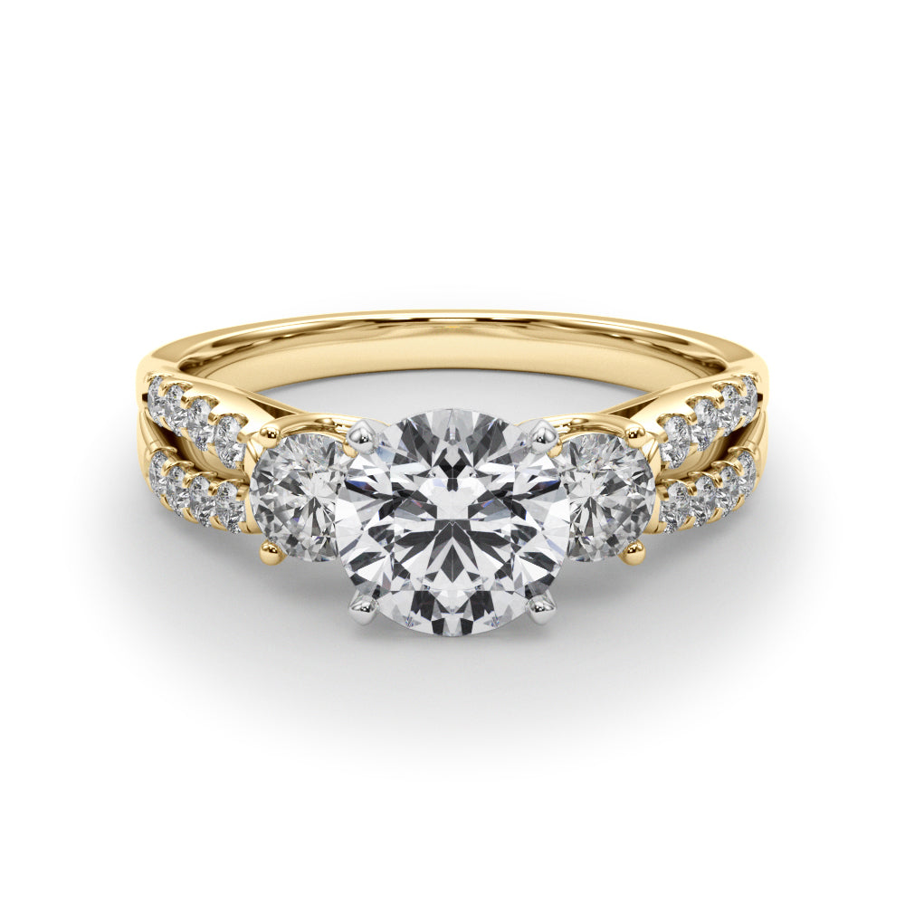 14K Yellow Gold Engagement Rings 3 Stone Round With 0.50 TCW Diamond (SI1-SI2, G-H)