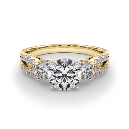14K Yellow Gold Engagement Rings 3 Stone Round With 0.50 TCW Diamond (SI1-SI2, G-H)
