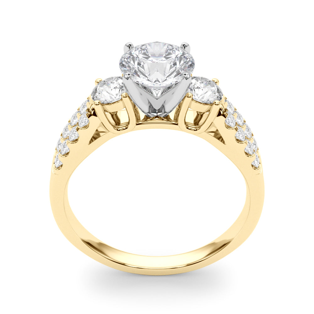 14K Yellow Gold Engagement Rings 3 Stone Round With 0.50 TCW Diamond (SI1-SI2, G-H)
