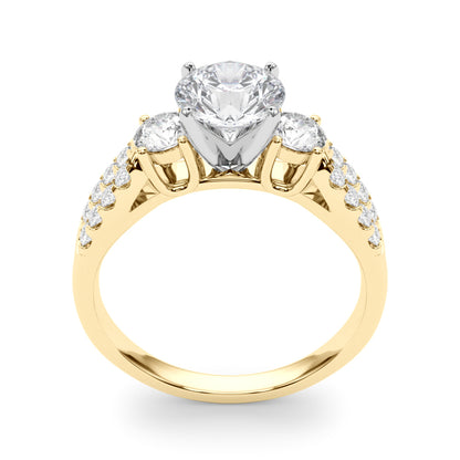 14K Yellow Gold Engagement Rings 3 Stone Round With 0.50 TCW Diamond (SI1-SI2, G-H)