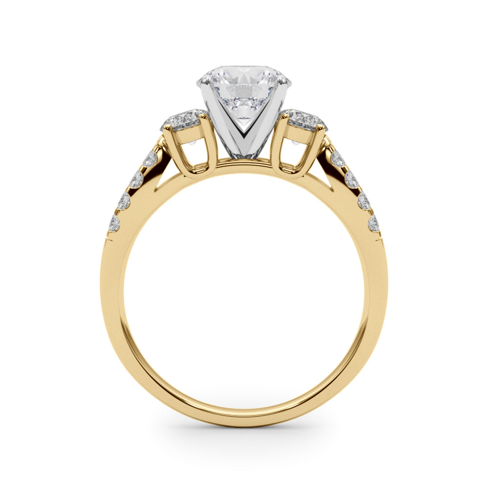 14K Yellow Gold Engagement Rings 3 Stone Round With 0.50 TCW Diamond (SI1-SI2, G-H)