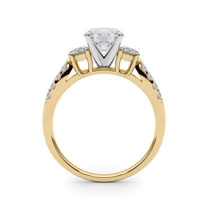 14K Yellow Gold Engagement Rings 3 Stone Round With 0.50 TCW Diamond (SI1-SI2, G-H)