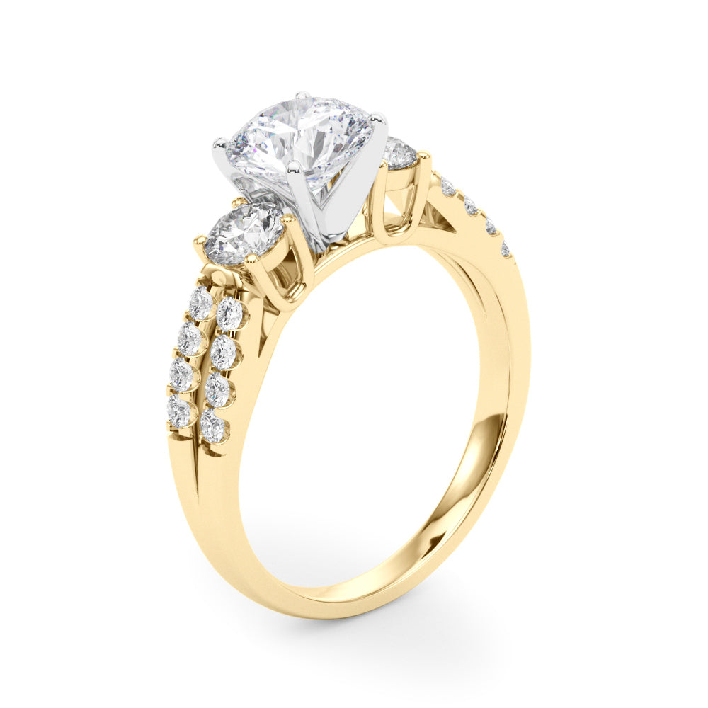 14K Yellow Gold Engagement Rings 3 Stone Round With 0.50 TCW Diamond (SI1-SI2, G-H)