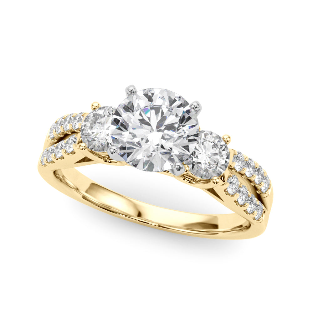 14K White Gold Engagement Rings 3 Stone Round With 0.50 TCW Diamond (Lab Grown VS-SI1, E/F/G)
