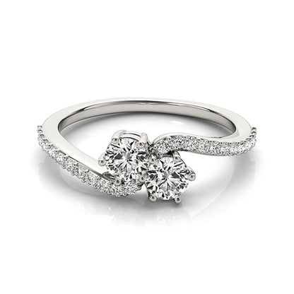14K White Gold Two Stone Ring With 0.74 TCW Diamond (SI1-SI2, G-H)