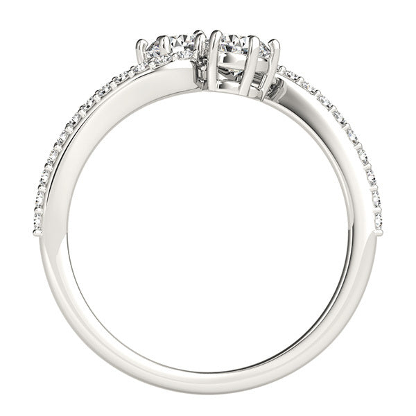 14K White Gold Two Stone Ring With 0.74 TCW Diamond (SI1-SI2, G-H)